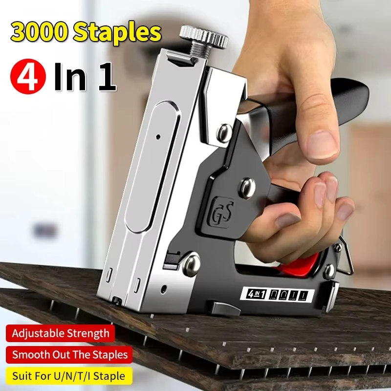 4 In 1 Nail Gun DIY Furniture Construction Stapler Upholstery Staple Gun Home Decor Carpentry Tool