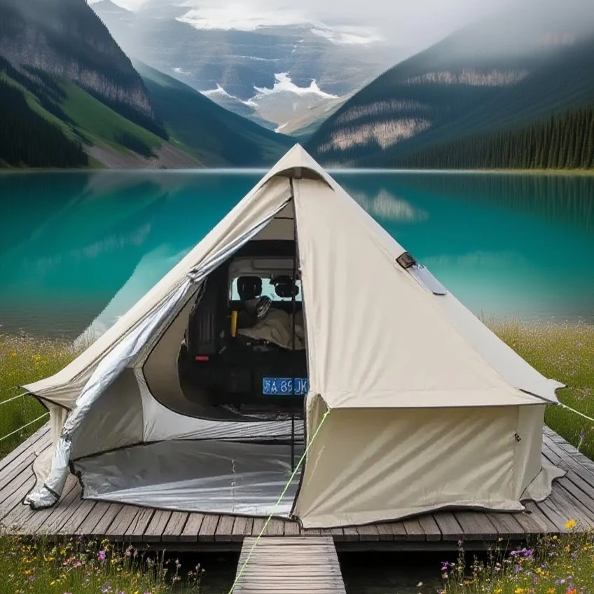 

8-Person Yurt Tent with Silver-Coated Oxford Fabric, Waterproof & UV-Resistant Dome Camping Tent with Stove Hole (No Stove