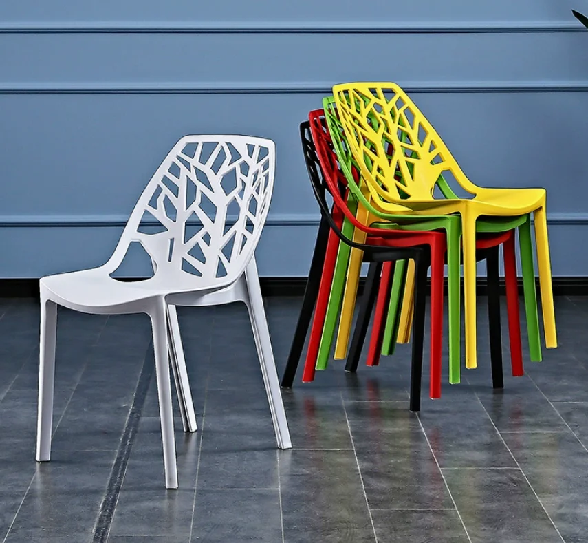 Nordic Home Dining Table Business Negotiation Chair Modern Simple Hollow Plastic Stool Comfortable
