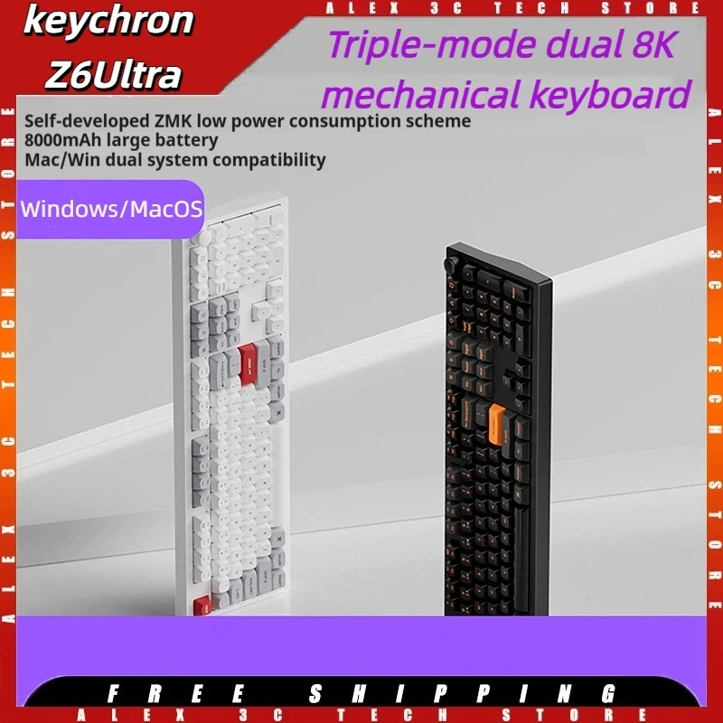 

keychron Z6 Ultra Wireless Mechanical Keyboard 8K Hz Custom PBT Keycaps Gasket Ergonimic Keyboards for Gaming Office Windows Mac