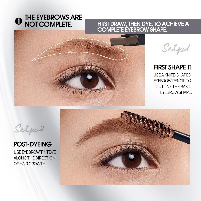 2-in-1 Double-Ended Eyebrow Pencil And Dye Cream Waterproof Long-Lasting Natural 3D Shaping Easy to Color Makeup for Eyebrows