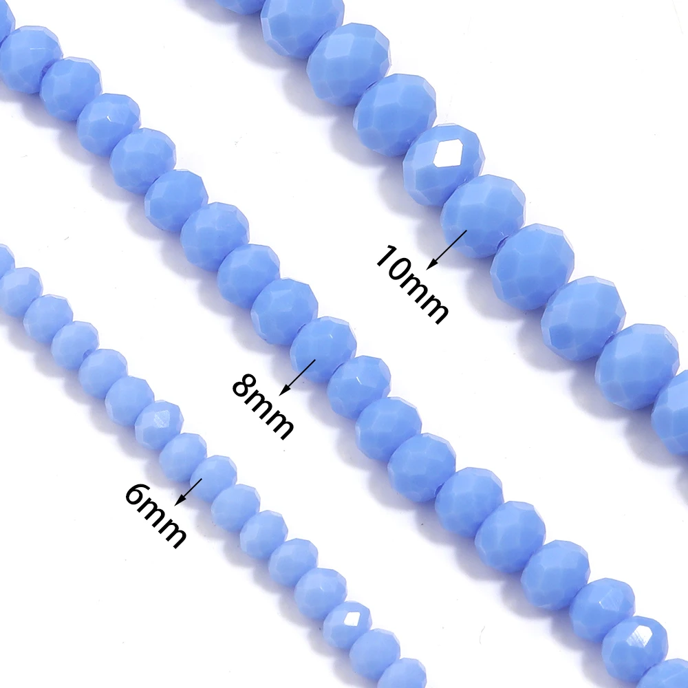 1 Strand 4/6/8mm Faceted Porcelain Crystal Beads Light Blue Glass Loose Beads For Jewelry Making DIY Necklace Bracelets Findings