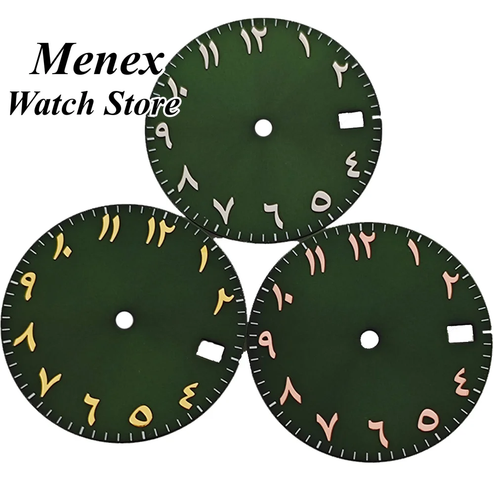 28.5mm NH35 Watch Dial Green Luminous Multi-Color Arabic Numerals DIY Mod Parts Fit for NH35 NH36 Watchmaker