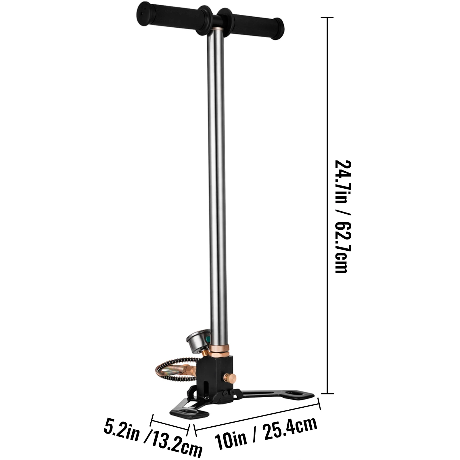 SucceBuy 3-traps PCP-pomp + manometer 4500 PSI voor banden, kajaks, ballen, opblaasbare artikelen, luchtbuksen, hoge druk handpomp