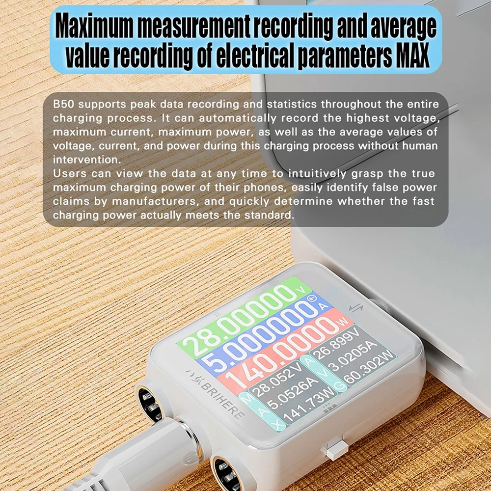 B50 Hochpräzisions-Tester 4,5-80V 600W Digitales Display Voltmeter Amperemeter Wattmeter DC Strom Spannung Leistung DC5.5 Anschluss-Tester – Detail 9