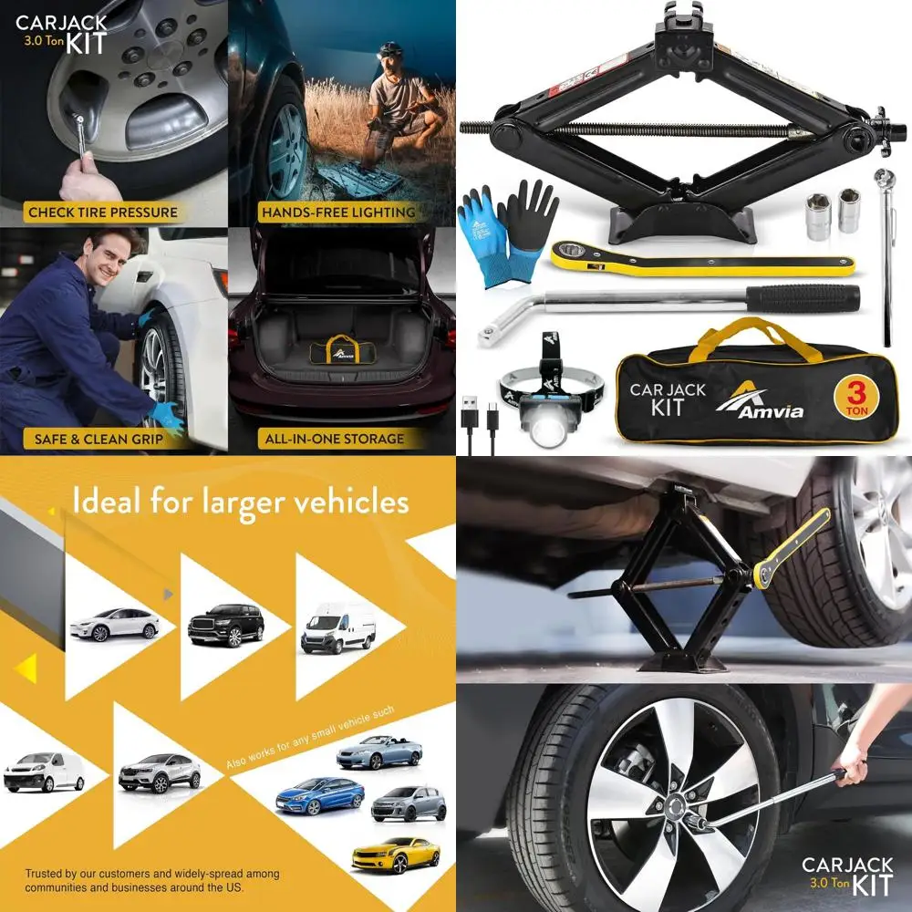 

Portable Heavy-Duty 3-Ton Car Jack Kit with Lug Wrench for SUVs and Autos