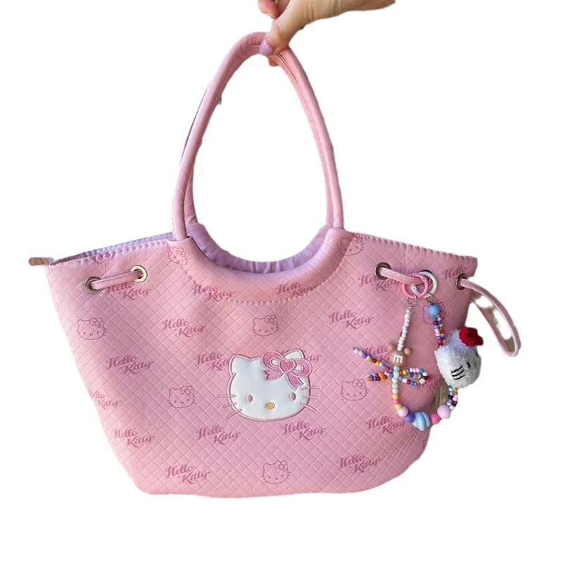 Sanurgente-Sac fourre-tout rose Hello Kitty pour femme, sac à main en cuir PU souple, sac de voyage de grande capacité, cadeaux mignons, Kawaii One Initiated