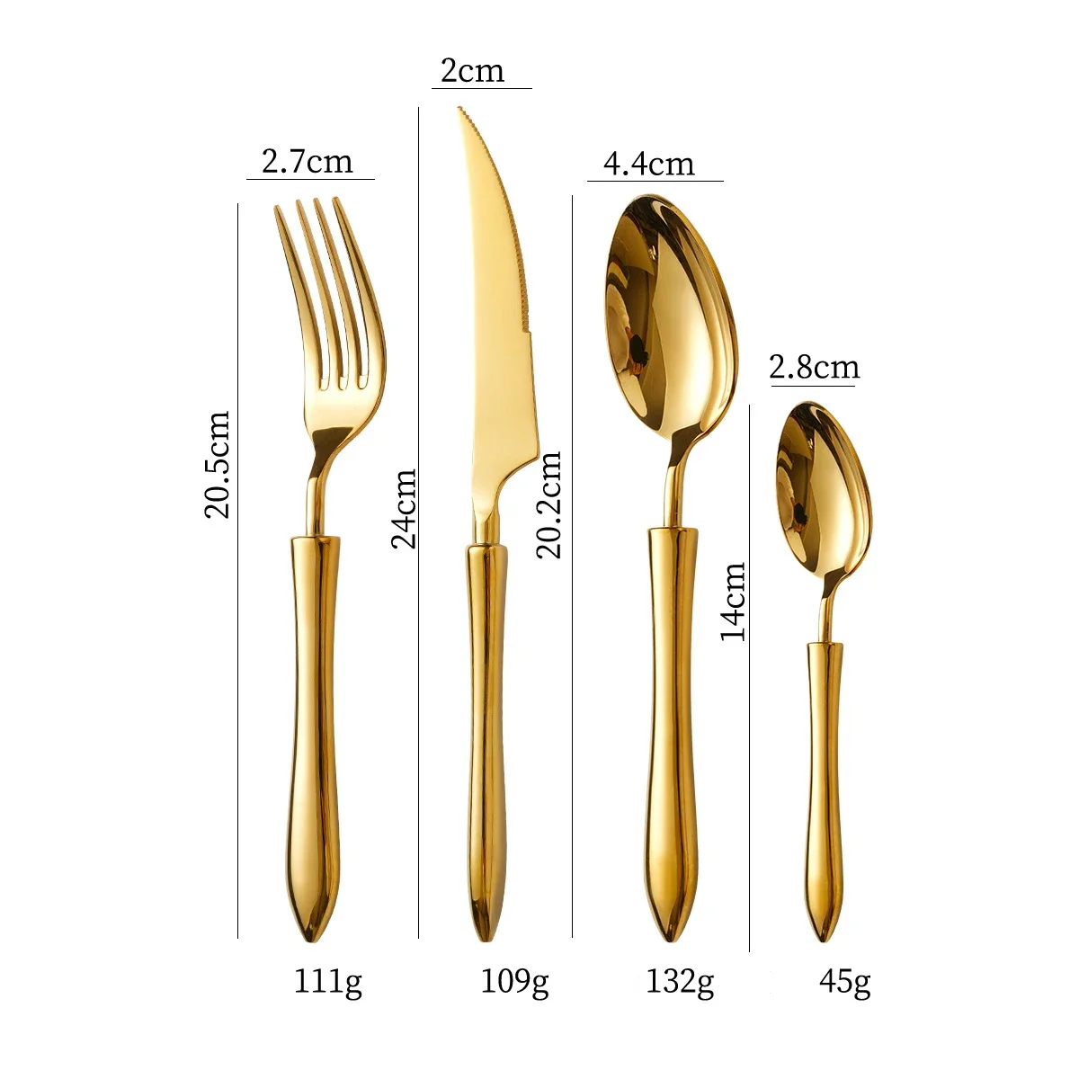 4Pcs Gold Tableware Stainless Steel 304 Cutlery Set Mirror Dinnerware Wedding Gift Hotel Home Dinner Flatware Dishwasher Safe 6
