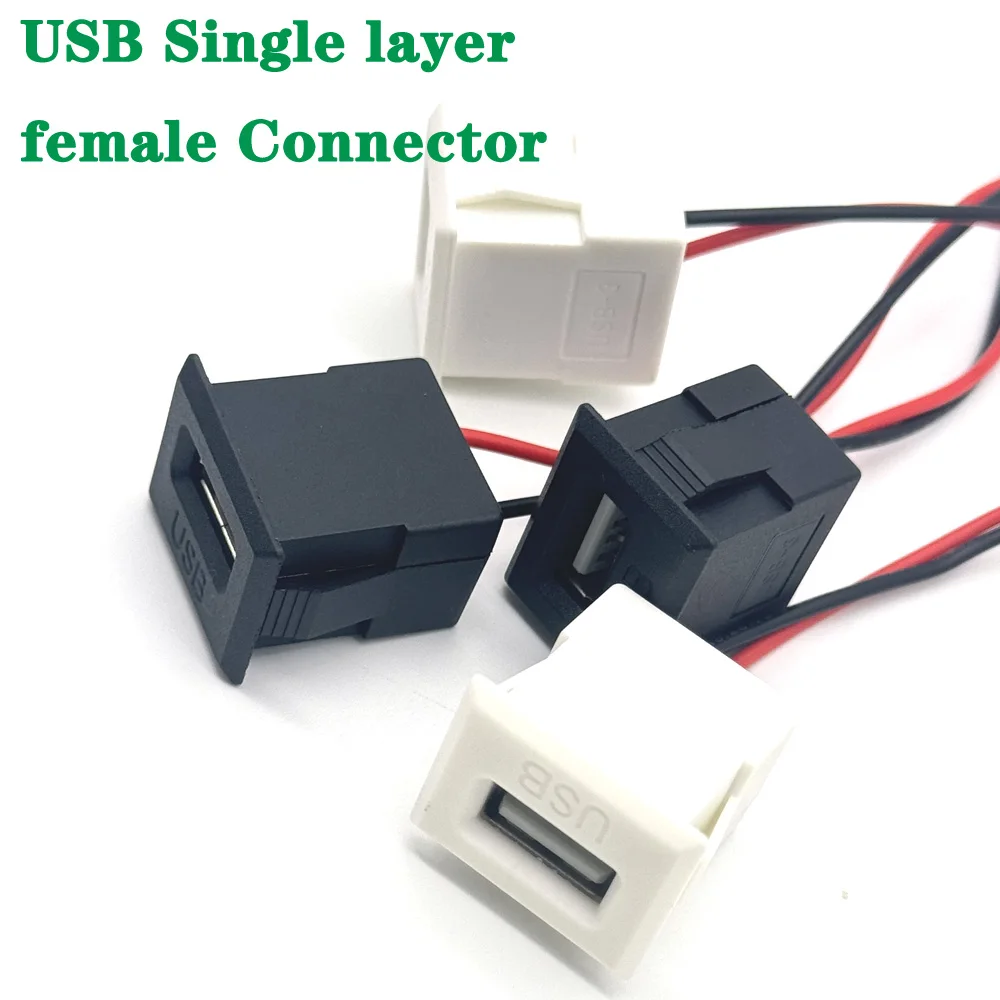 

1/3pcs Black Single Layer USB Female Base Type-C Charging Socket Power Socket with Cable Connector Dropshipping