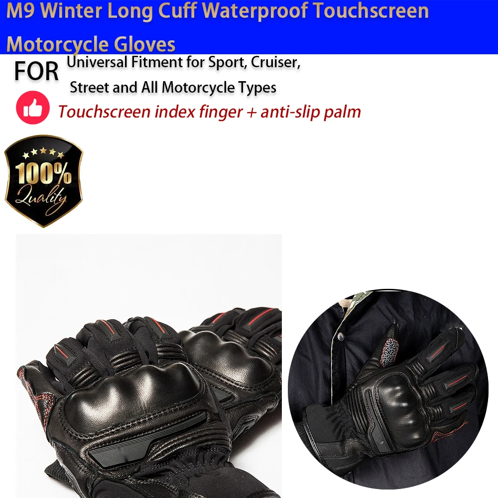 For Motorcycle M9 Winter Gloves Waterproof Touchscreen Warm Anti-Fall Sheepskin No-Drill Accesorios Moto