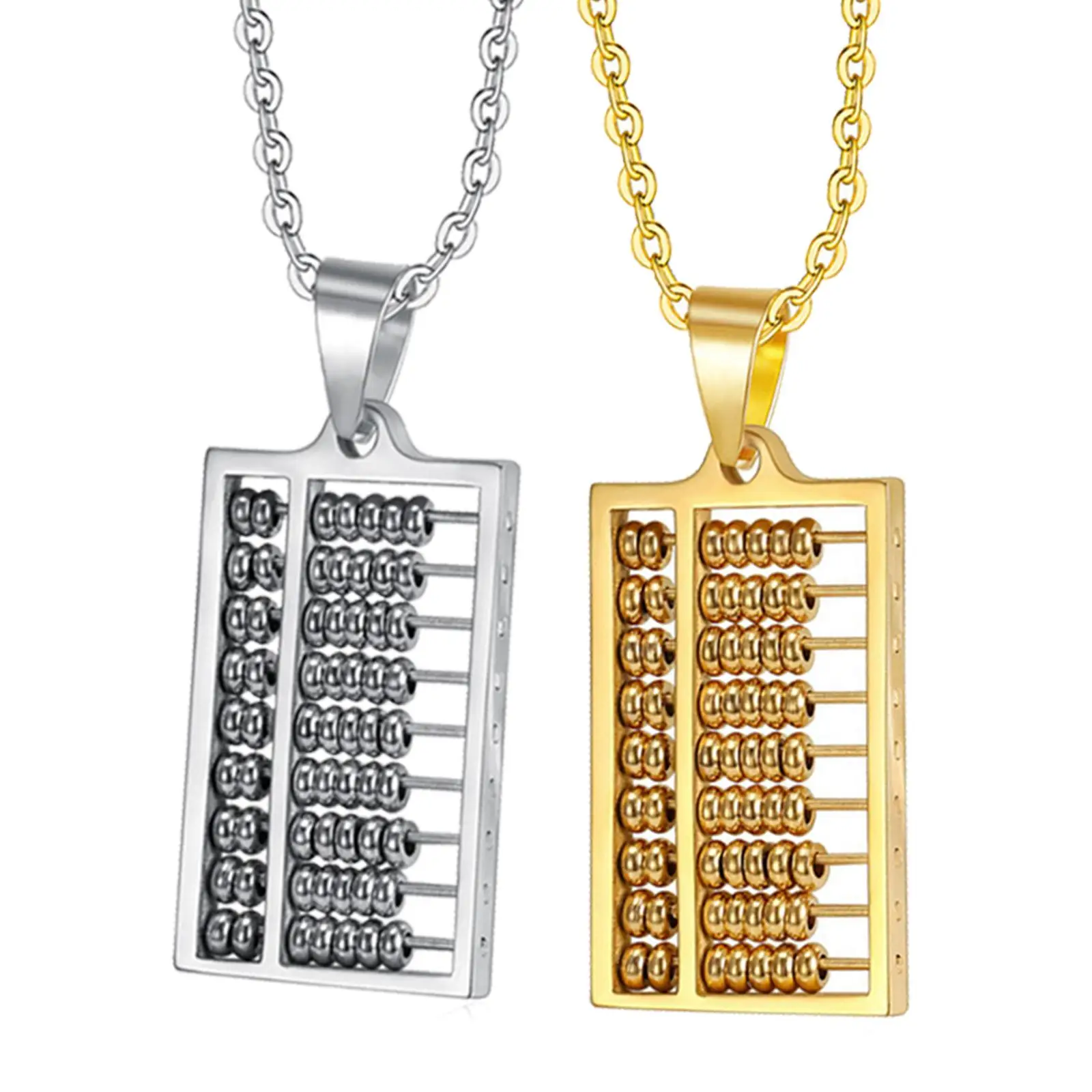 Fashion Abacus Necklace with Moving Beads Ancient China Counting Frame Titanium