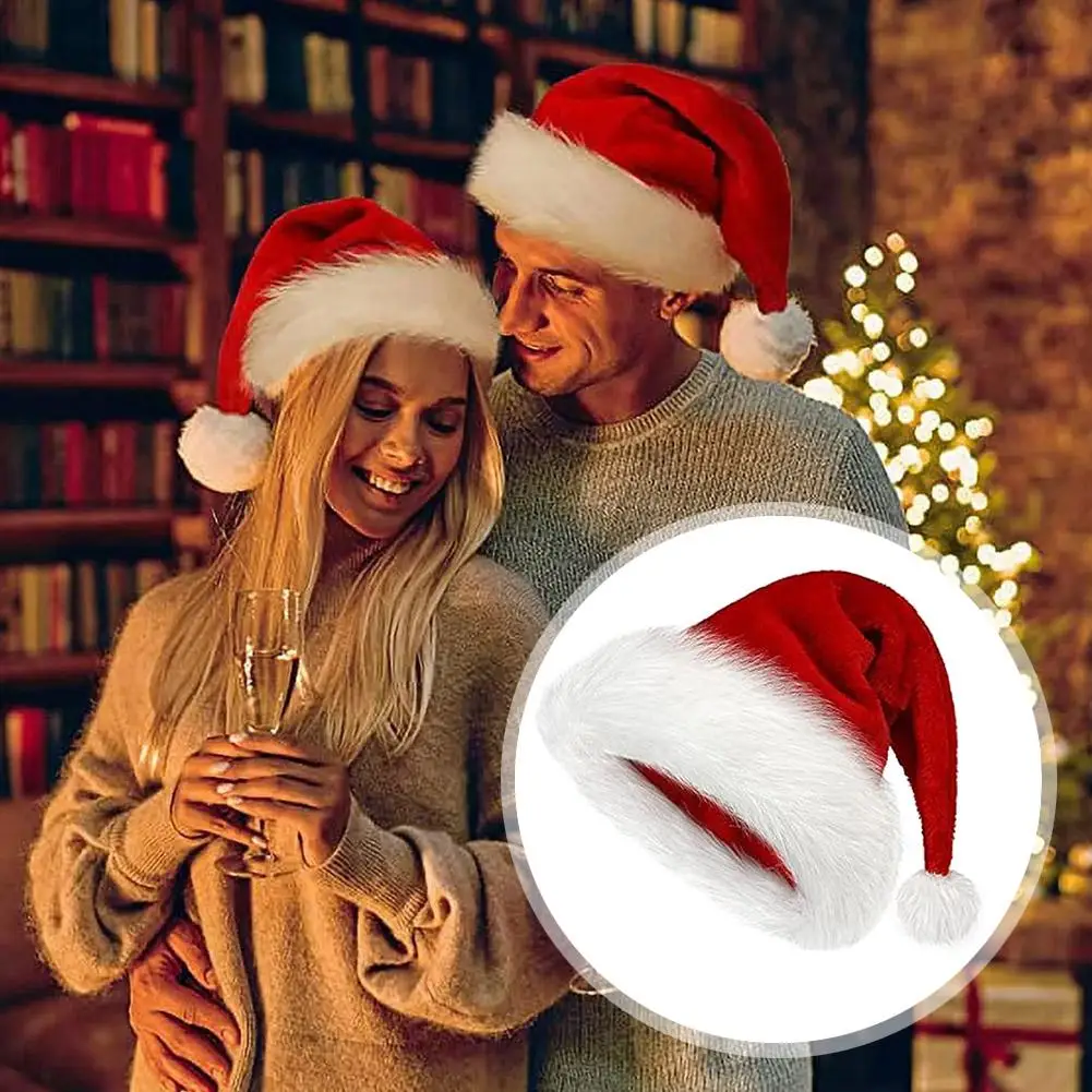 

1Pc Classic Christmas Hat Christmas Santa Claus Neutral Thicken Fur Party Hat For Christmas New Year's Holiday Party Decora A3M5