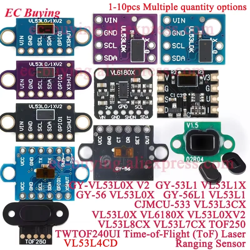 

1-10 шт. VL53L0X V2 VL53L1X VL53L3CX VL53L4CD VL6180X VL53L8CX VL53L7CX Модуль лазерного датчика дальности ToF по всему миру IIC