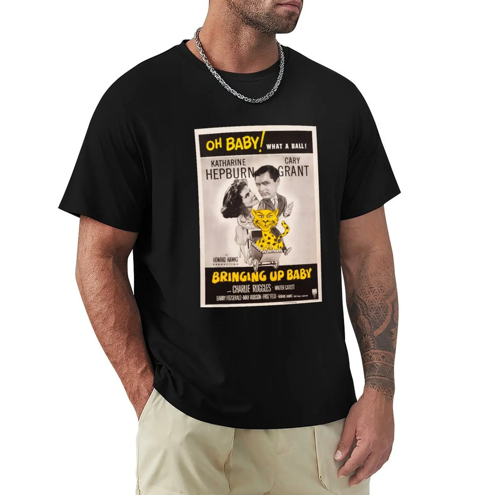 

Bringing Up Baby vintage film poster Cary Grant T-Shirt plus size tops Personalized t-shirt anime stuff Men's t shirts