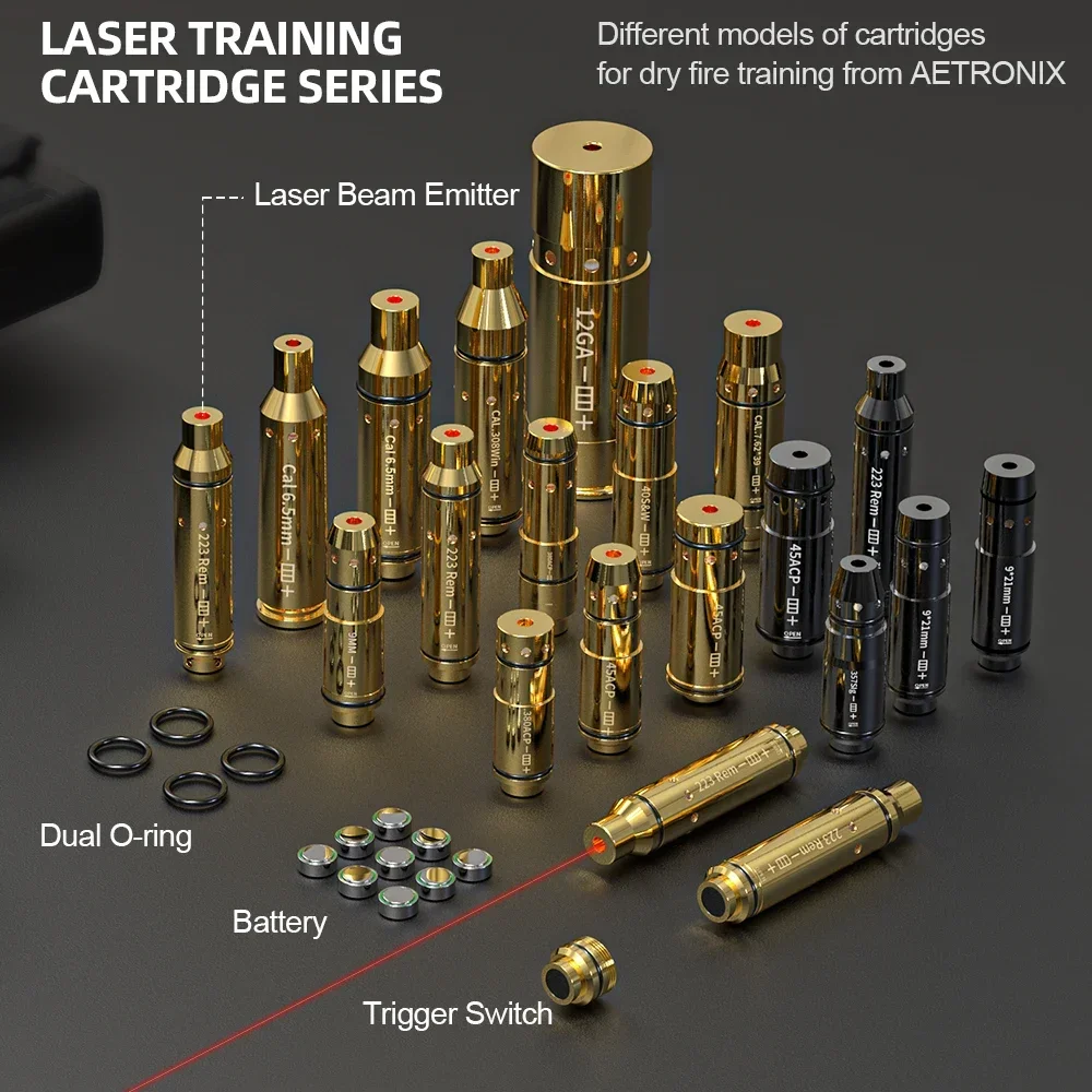 9mm Red Dot Laser Training Cartridge Dry Fire Tactical Bullet Trainer for Pistol Marksmanship Practice And Skill Development