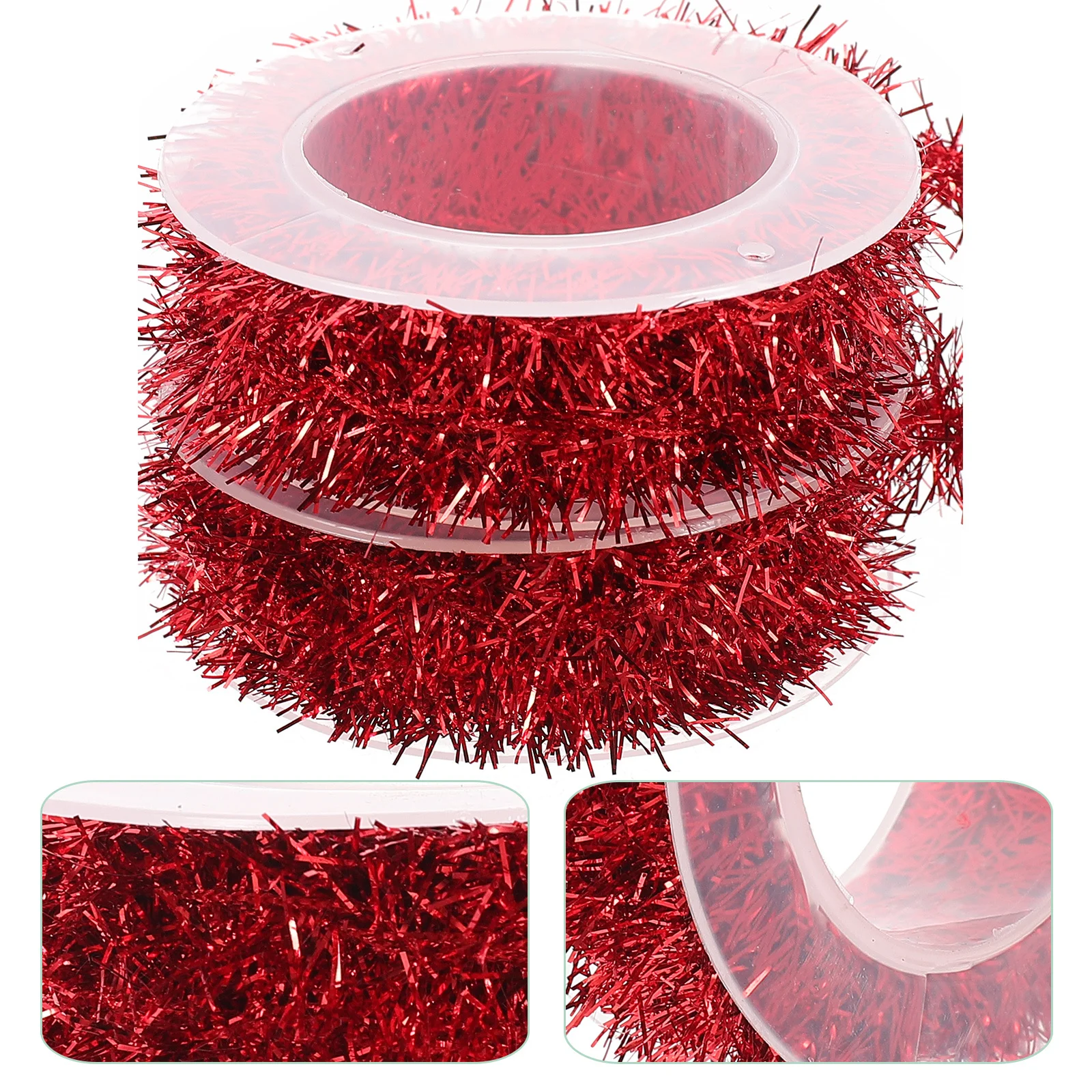 

2 Rolls Tinsel Garland Premium Plastic Christmas Ribbon Snowflake Pattern Party Hanging Decor Xmas Tree Adornment