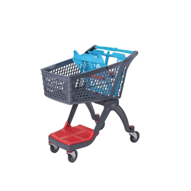 210L All Plastic Enhanced Shopping Cart Grocery Store Steel Trolley Supermarket Shopping Carts