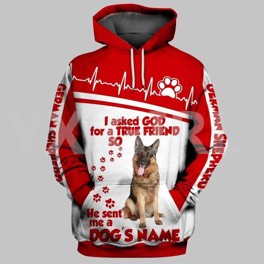 Personalized Name German Shepherd 3D All Over Printed Hoodies Women's For Men Pullovers Street Tracksuit Love Dog Gift