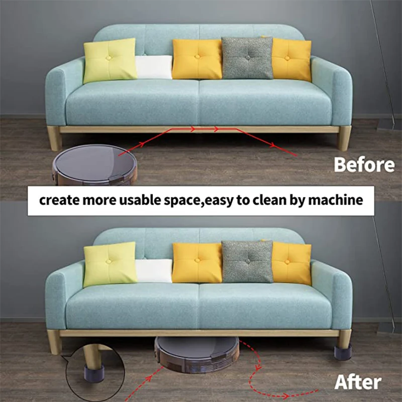 2/4PCS Bed Furniture Risers Elevation in Heights Heavy Duty Risers for Sofa Couch Desk Table Black Round Saquare Floor Protector