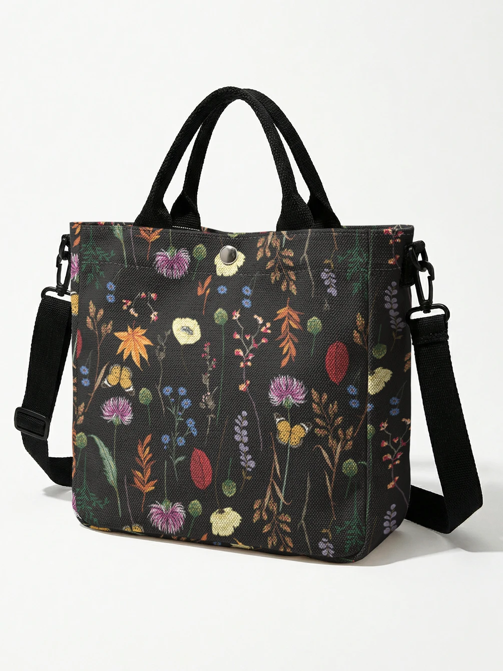 Wildflower Butterfly Autumn Leaf Print Tote Bag Detachable Strap Crossbody Handbag For Women Daily Shopping view 4