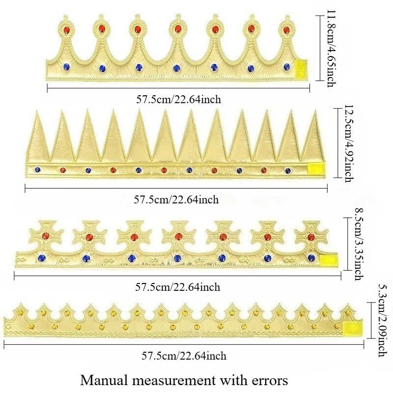 Chapéu de coroa glamourosa dourada, para aniversários, Halloween, Natal e festa de reunião festiva | Vestido de baile de maquiagem/festival