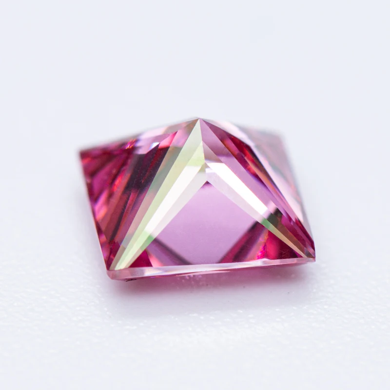 Moissanite Gemstone Princess Cut Pink Color Lab Grown Diamond Advanced Jewelry Making Materials With GRA Certificate