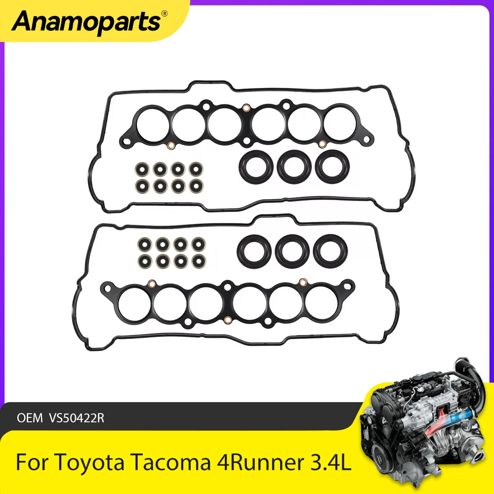 Engine Parts Cylinder Valve Cover Gasket Set Fit 3.4 L Gas For Toyota Tacoma Tundra 4Runner 3.4L V6 5VZFE DOHC VS50422R 92-04