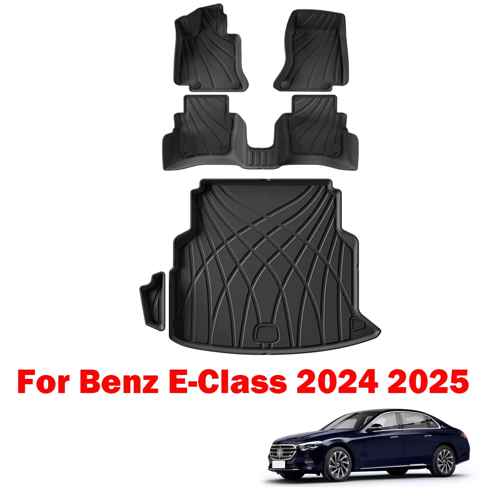 

Коврики для ног Автомобильные вкладыши подходят для Benz E-Class с длинной колесной базой 2024 2025 Автомобильный интерьер TPE 3D Подкладка для багажника