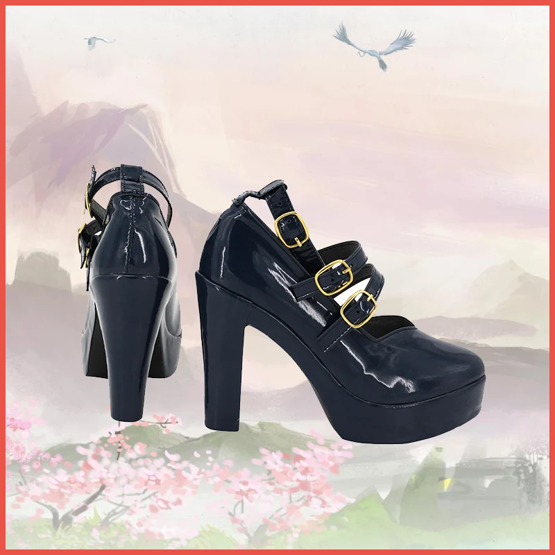 가상 YouTuber VTuber Meloco Kyoran 코스프레 신발 NIJISANJI 부츠 애니메이션 할로윈 하이힐 신발