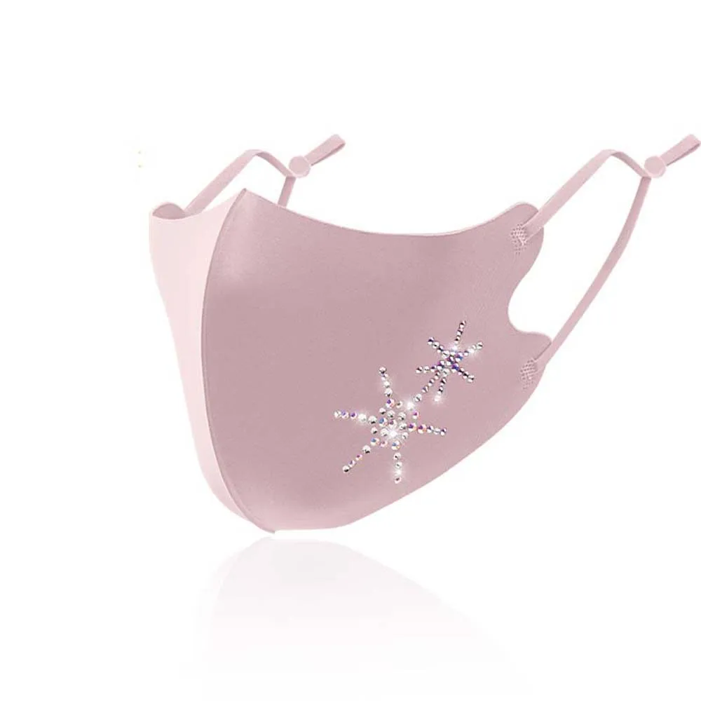 Safe Washable Sun protection Anti Haze Ice silk Breathable Rhinestone Anti-Pollution Dust Mask Face Cover Health Care Face Mask
