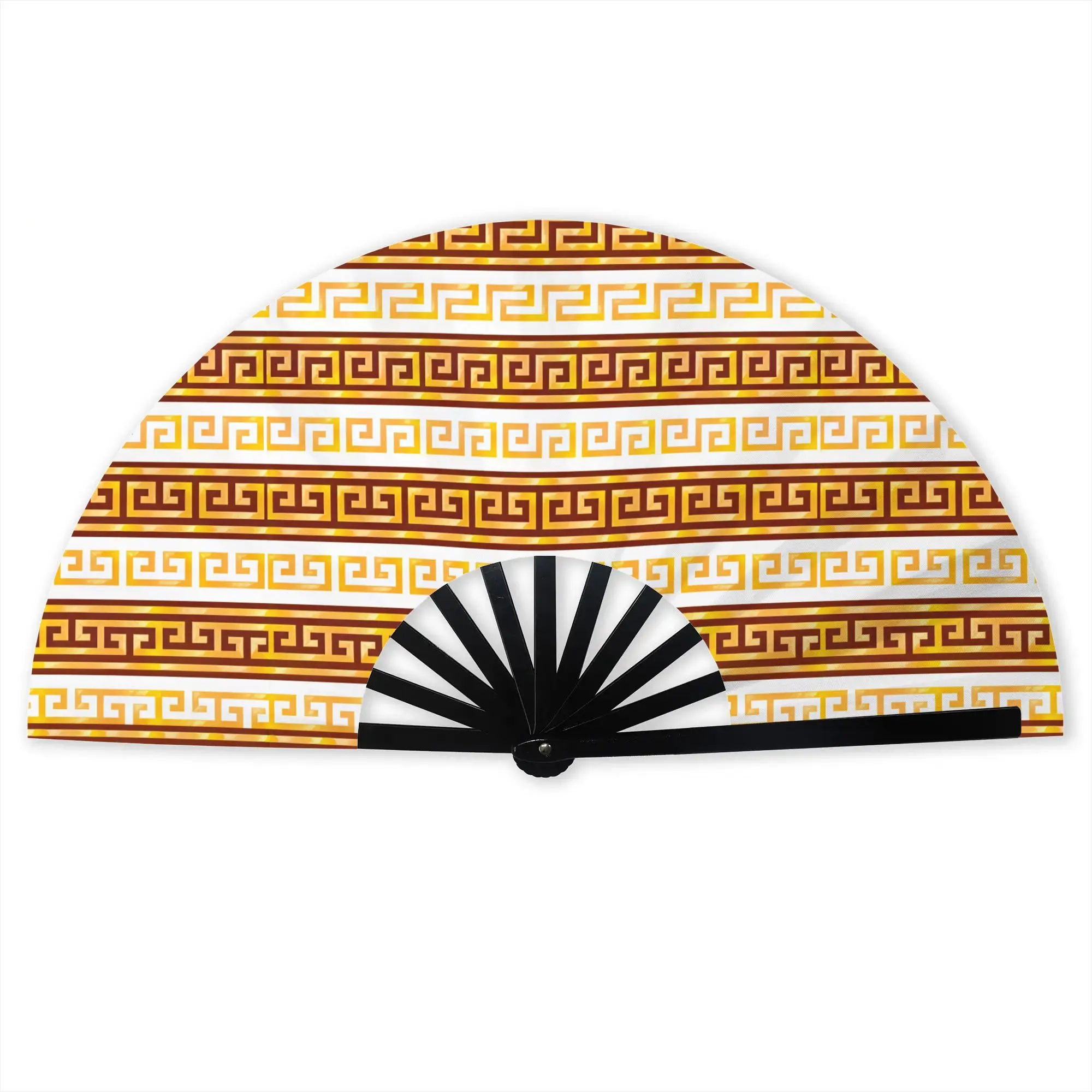 Greek key Meander  Portable Pocket Fan Camping  Folding Fan Chinese Dance Cooling Handheld Fans