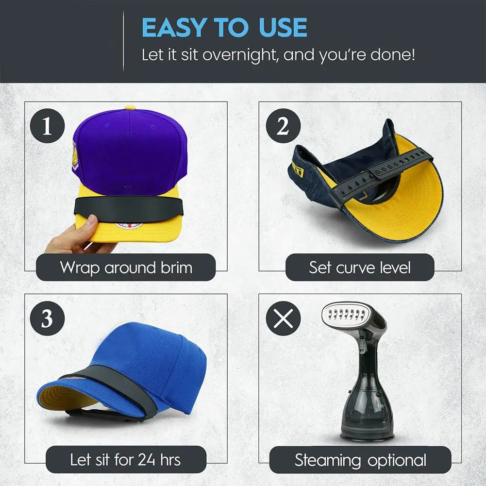 Reusable Hat Brim Bender Adjustable Baseball Hat Edge Curving Shaping Band No Steaming Required Hat Curves Accessories