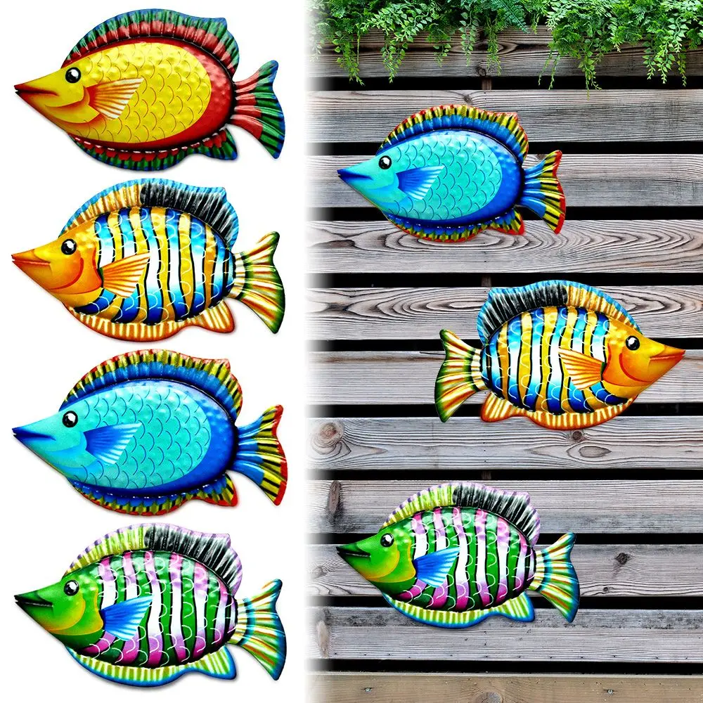 New Metal Fish Wall Decoration Hanging Ornament Iron Art Craft Indoor Outdoor Sculpture Artwork Statue