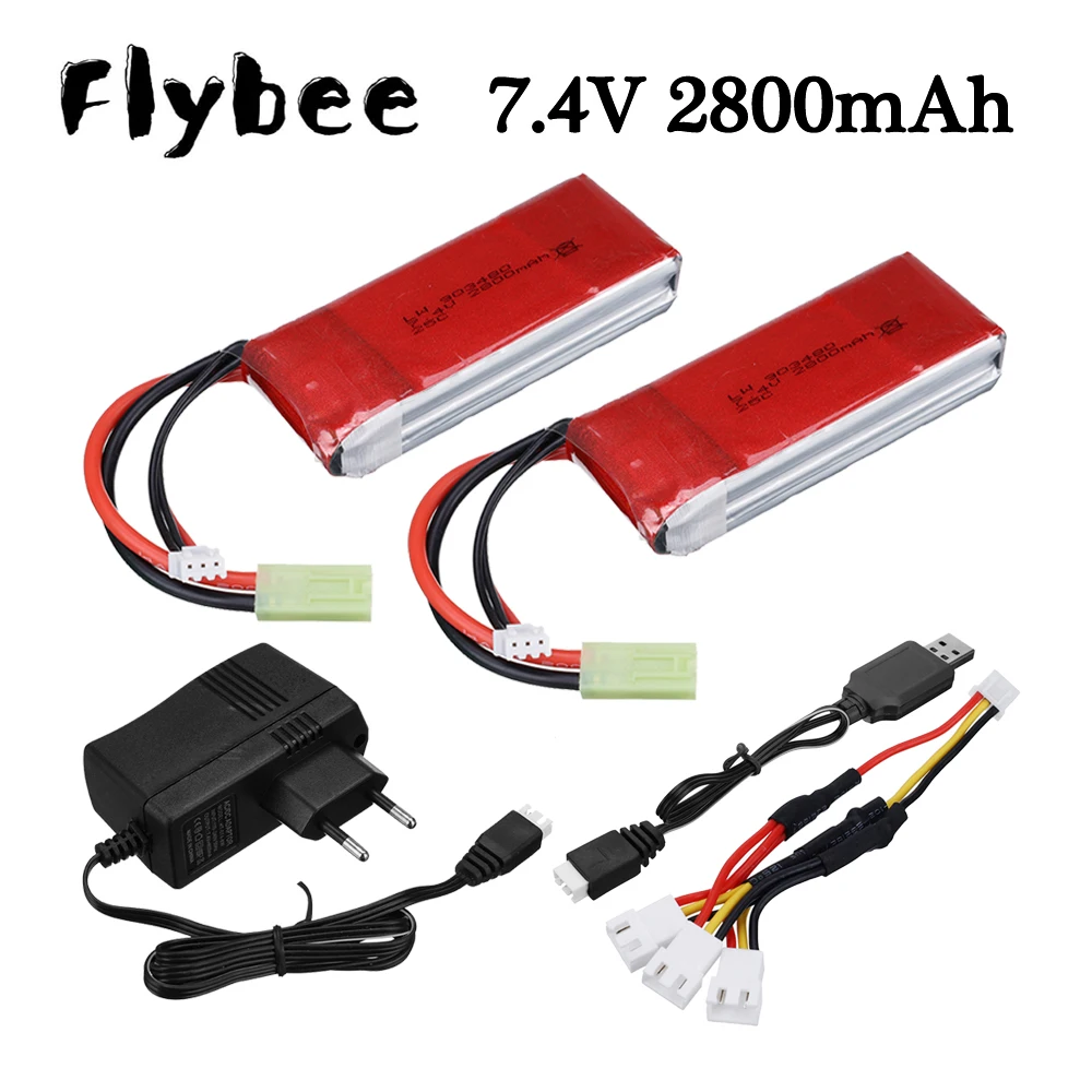 7.4V 2800mAh Lipo Batterie/7.4v Chargeur Ensemble Pour Clubtoys WL912-A FeiLun FT009 Télécommande Hors-Bord RC Bateau De Course Pièces De Rechange