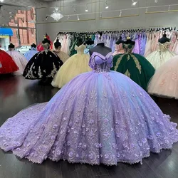 Angelsbridep Lavender Quincenara Dress Sparkly Beading Sequin Sweet 16 Ball Gown Vestidos De 15 Años Princess Party Customized