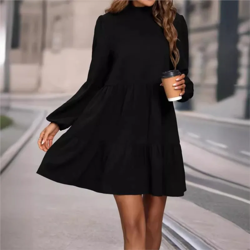 New European And American Fashion Dresses, Spring And Autumn Solid Color Loose Long-sleeved Dresses, Fashionable Casual Suits