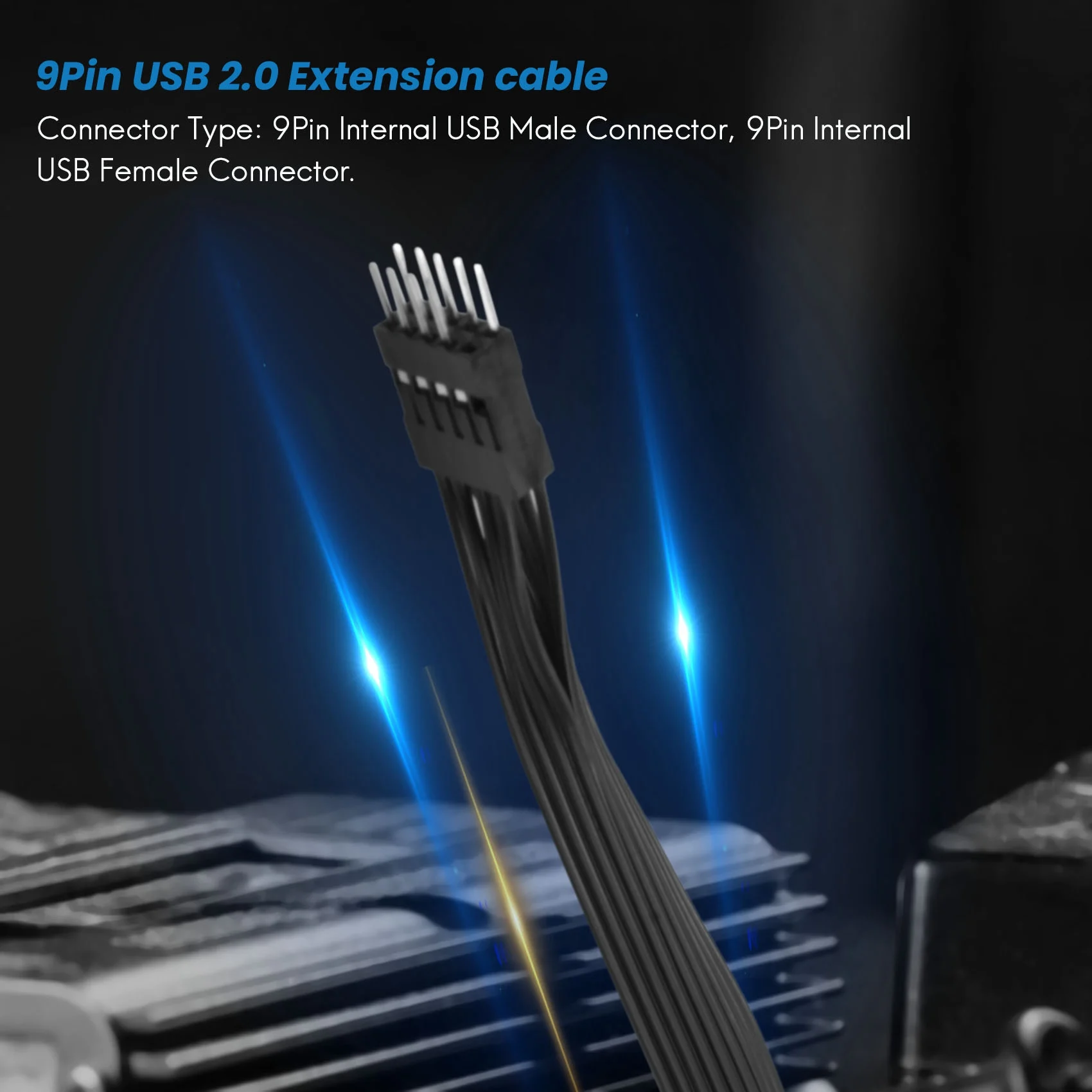 Motherboard Mainboard 9Pin USB 2.0 Male to Female Extension Dupont Data Cable Cord Wire Line for PC DIY, 30cm