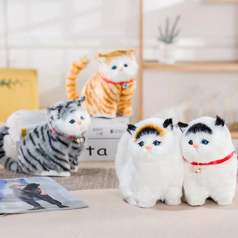 لعبة قطة محاكاة صغيرة ممتعة ولطيفة مع صوت؛ هدية مثالية للأطفال، قطعة ديكور منزلي معاصر