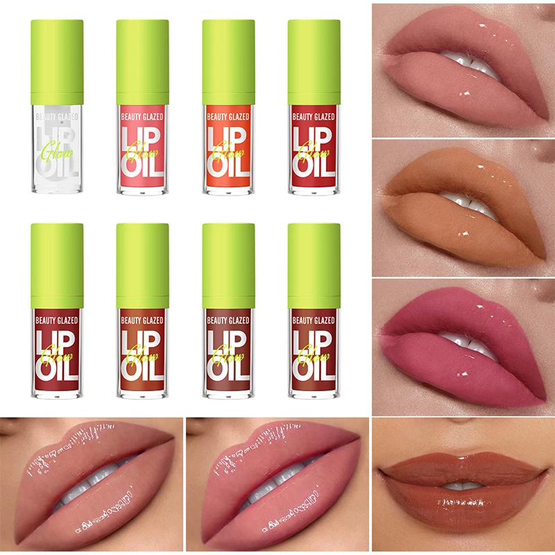 8 colors Moisturizing Candy Lip Gloss - Pearlescent Lustrous Mirror Nude Lip Stain with Natural Lip Oil Valentine's Day Gifts