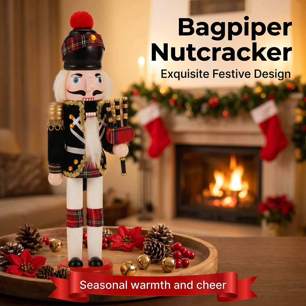 30cm Holz-Nussknacker-Soldatenfigur Weihnachts-Nussknacker-Puppe Handwerkskunst Feiertagsdekoration für Zuhause Holzornament – Detail 6