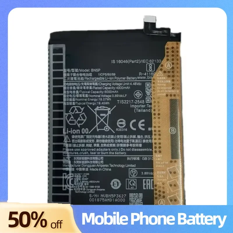 5000mAh BN5P 5100mAh BM5V Mobile Phone Battery For Xiaomi Redmi Note 13/13 Pro Plus Phone Replacement Battery With Tools