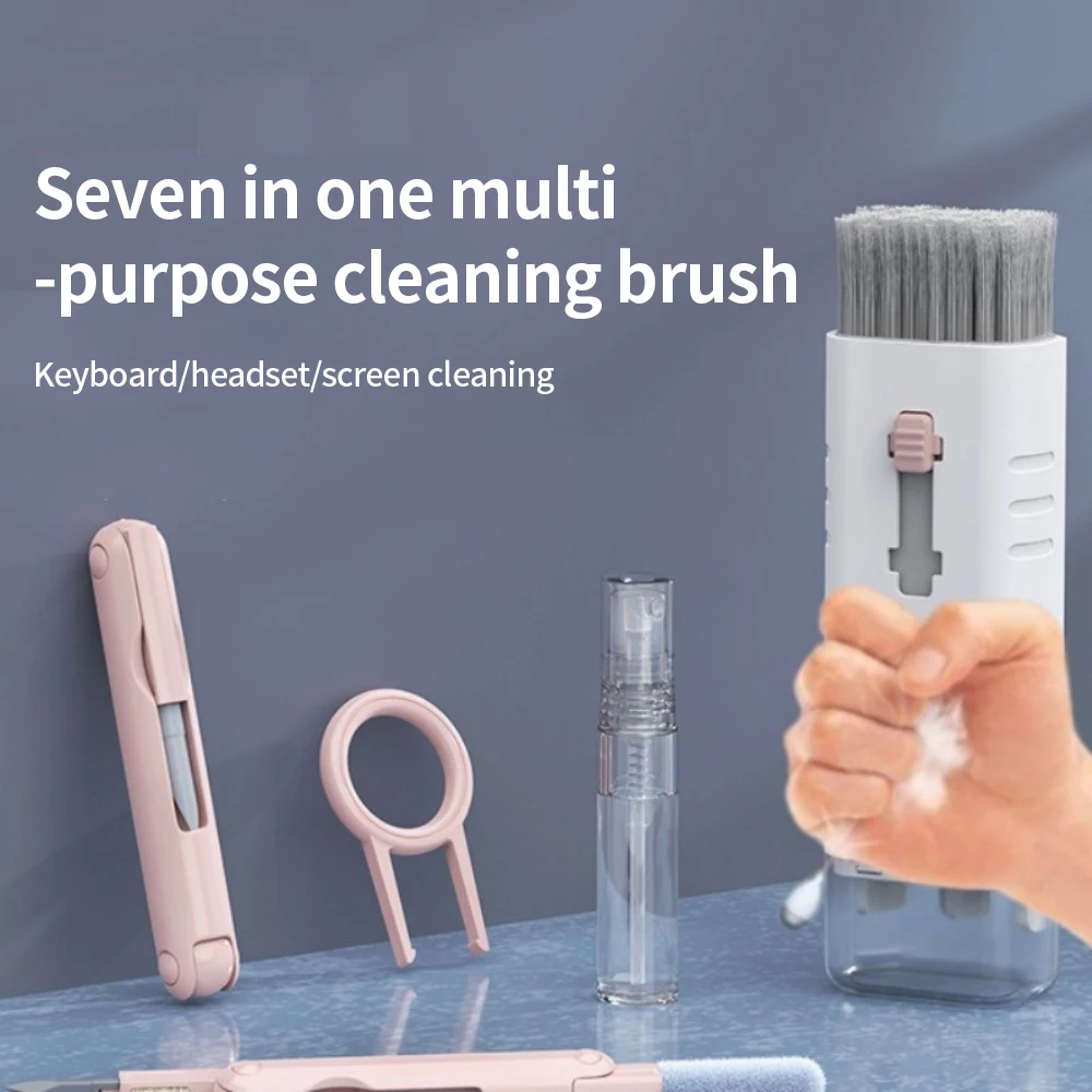 ทําความสะอาดหน้าจอหลายสี 7-in-1 ชุดทําความสะอาด 7-in-1 PULLER ชุดหูฟังโทรศัพท์ทีวีคอมพิวเตอร์หน้าจอแปรงทําความสะอาดคีย์บอร์ด