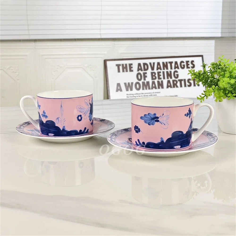 Italian Oriental Ceramic Cup And Saucer Kitchen Supplies Double Afternoon Tea Coffee Cup and Saucer Milk Cup Gift Box Packaging