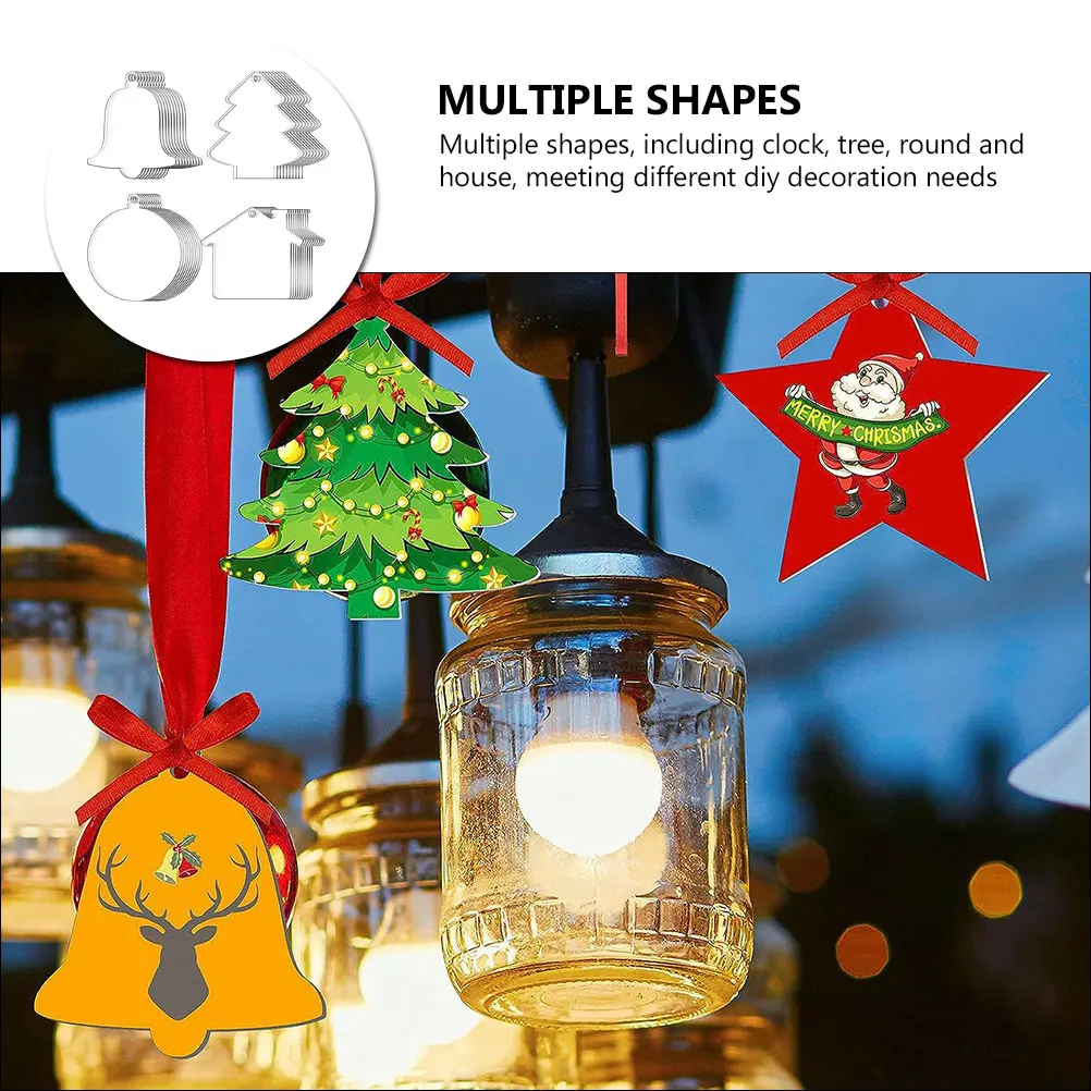 

40 set Christmas Tree Decorations Acrylic Transparent Diy Blank Ornaments Hanging Pendants For Xmas Party Favors Holiday Decor