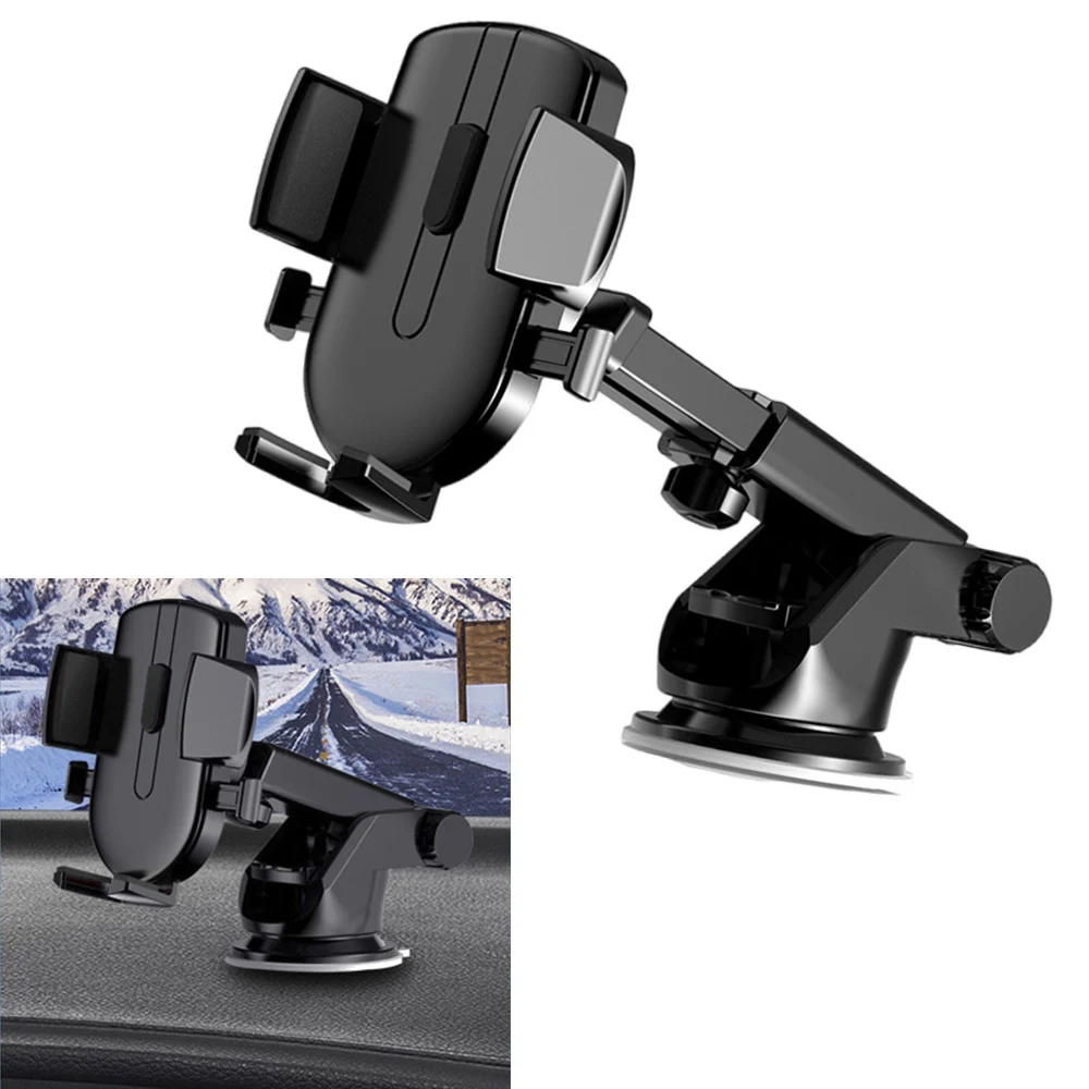 

Universal Car Cell Phone Holder with Clip Dashboard Suction Cup Mount 360° Rotation Auto Phone Support Bracket Accessories