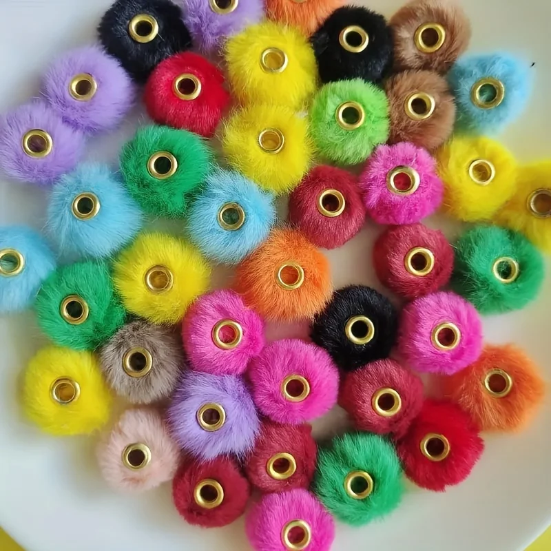 10pcs/20pcs 20mm Mixed Color Series Long Hair Large Hole Plush Beads DIY Jewelry Making Autumn/Winter Gift Ideas