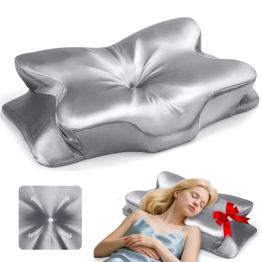 

Cervical Neck Support Pillow for Sleeping amp Pain Relief Ergonomic Contour Memory Foam Pillows for Side Back Stomach Sleepers,