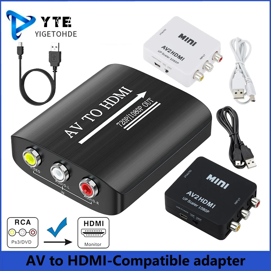 YIGETOHDE AV na HDMI konwerter konwerter AV na HD-MI Mini kompozytowy CVBS na HD wideo-konwerter konwerter wideo