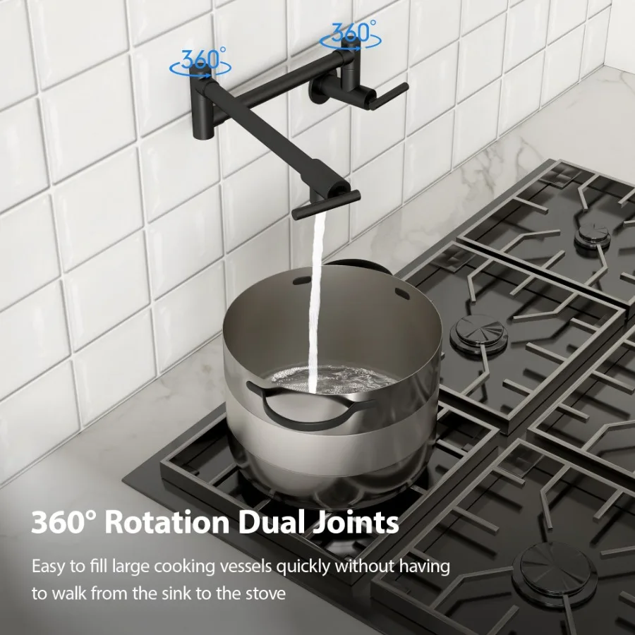 คู่ 360 Rotatable Joints แบบดั้งเดิม Wall Mount เตา Swing ARM พับหม้อ FILLER ก๊อกน้ําห้องครัวคู่พร้อมอะไหล่ C