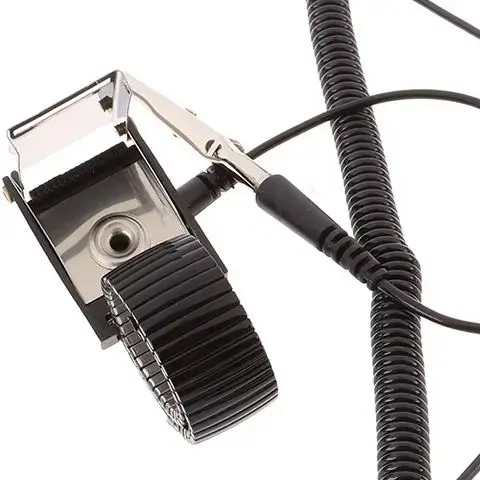 1PC Adjustable Discharge Belt Anti Static Work Wrist Strap ESD Ground Stainless Steel Metal Bracelet Repair Work Tools